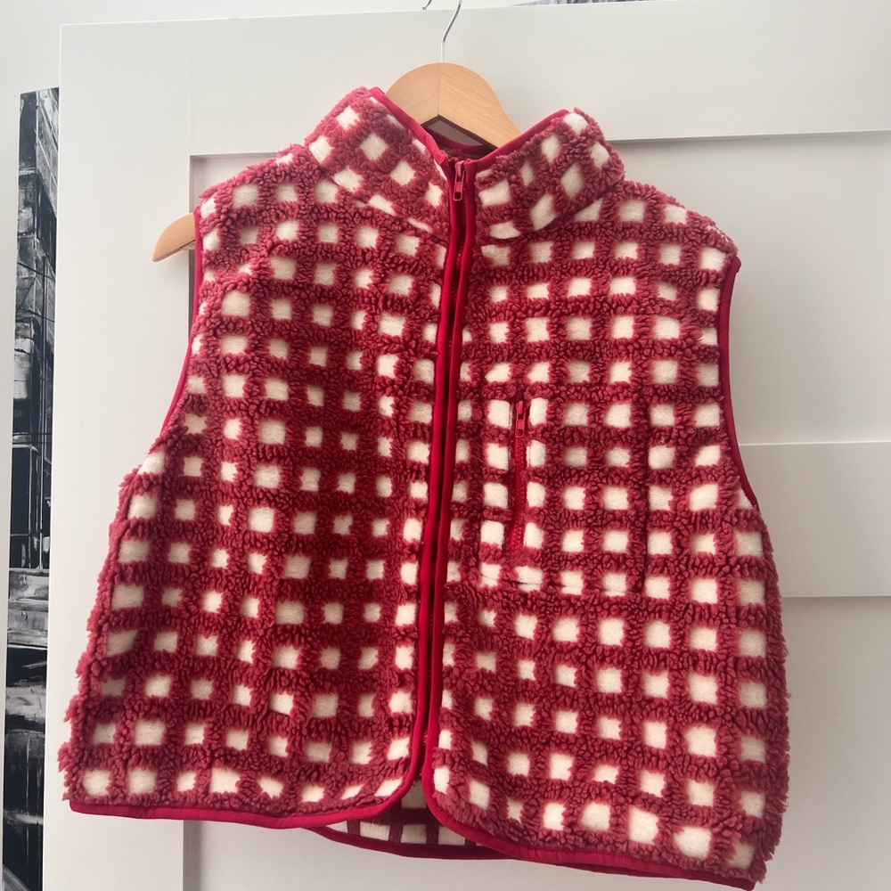Gingham vest red / pink